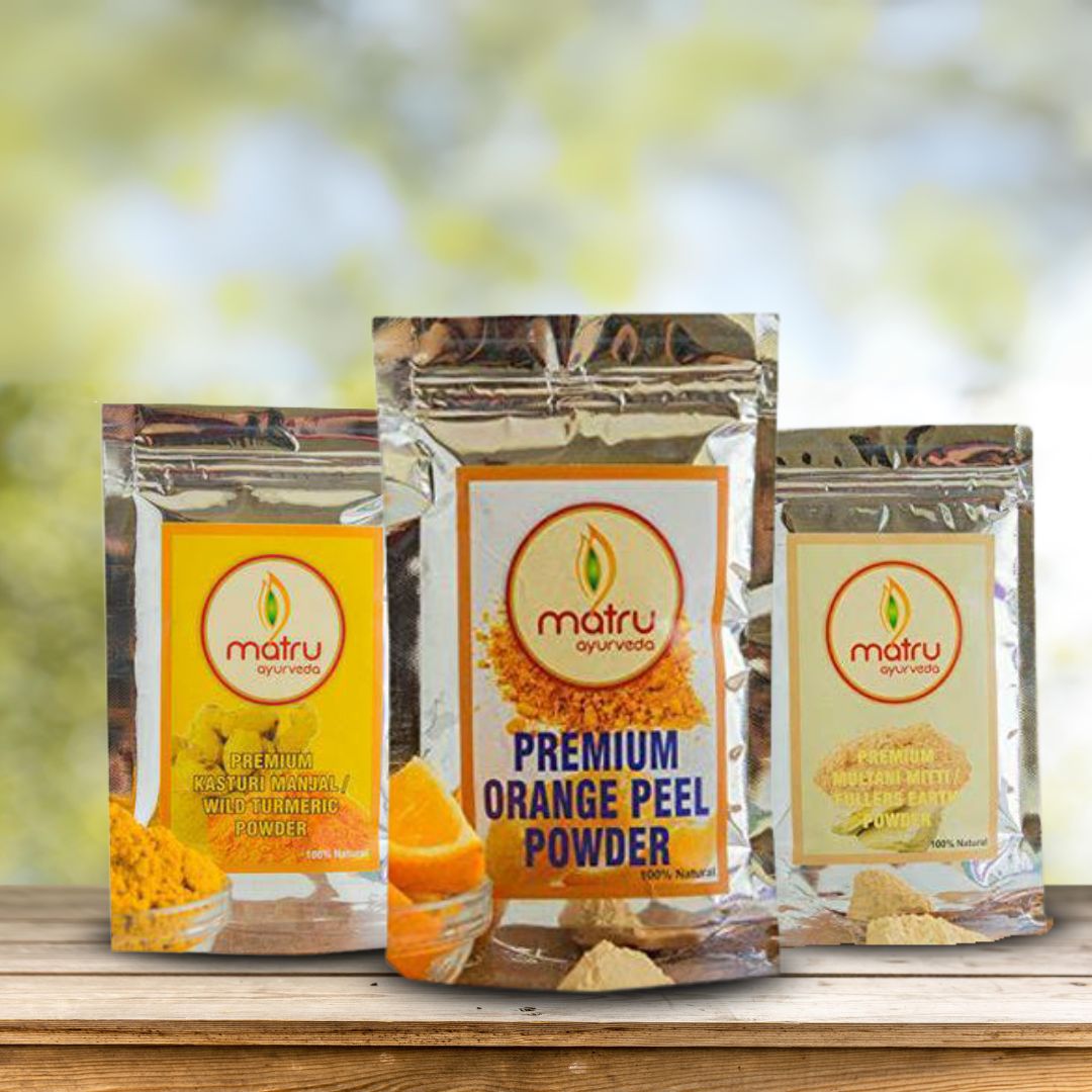 Premium Combo Pack of Kasturi Manjal / Orange Peel /Multani Mitti Powders
